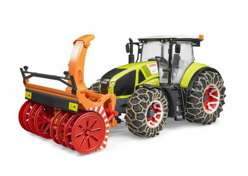 Bruder 03017 Traktor Claas Axion 950 se sněhovými řetězy a frézou