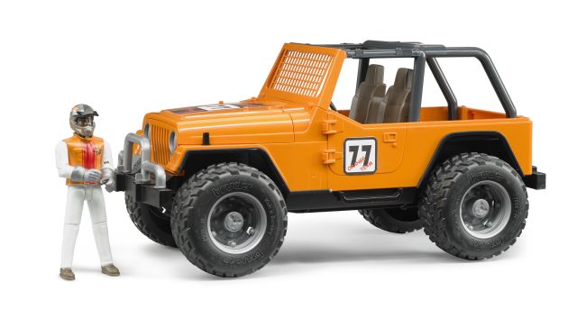 Bruder 02542 Cross Country Jeep Wrangler Unlimited oranžový + závodník