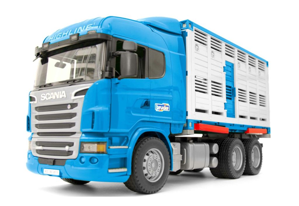 Bruder 03549 Přepravník zvířat Scania R s figurkou krávy