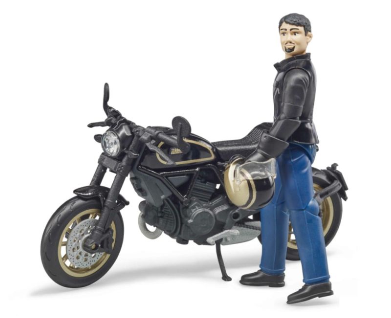 Bruder 63050 motocykl Scrambler Ducati Cafe Racer + figurka